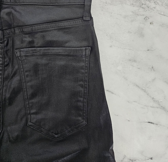 AGOLDE High Rise Skinny Ankle Black Wax Coated Denim jeans 27 Preowned - Picture 7 of 10